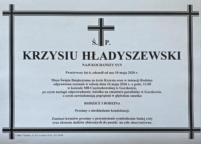 Nie żyje Krzyś Hładyszewski