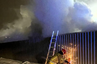 Pożar przy ul. Bakalarskiej w Warszawie