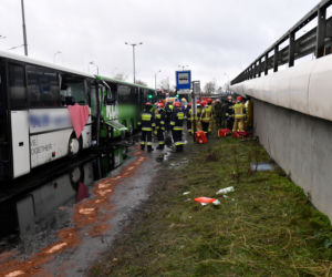  Miejsce zderzenia dwóch autobusów na ul. Gdańskiej w Szczecinie