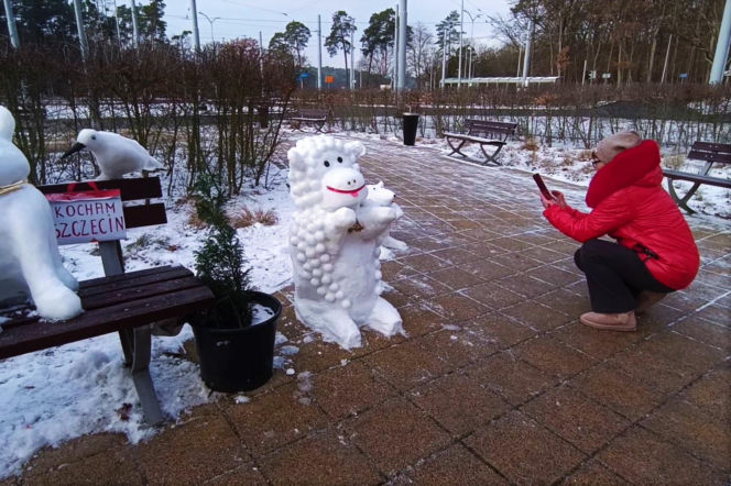 Rzeźby ze śniegu na pętli Głębokie