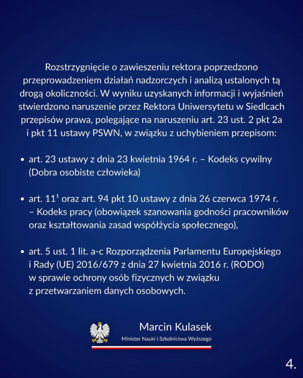 Rektor Uniwersytetu w Siedlcach Mirosław Minkina zawieszony w obowiązkach!