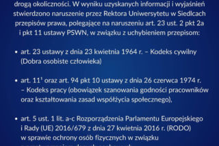 Rektor Uniwersytetu w Siedlcach Mirosław Minkina zawieszony w obowiązkach!