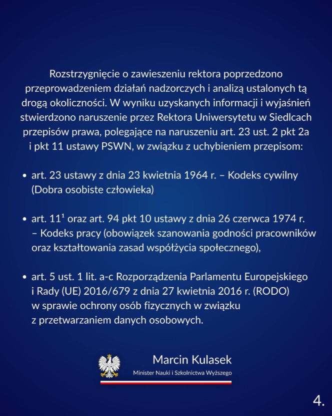 Rektor Uniwersytetu w Siedlcach Mirosław Minkina zawieszony w obowiązkach!