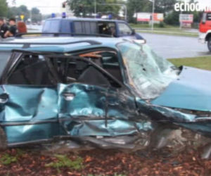 Wypadek w Kielcach - audi wjechało w radiowóz