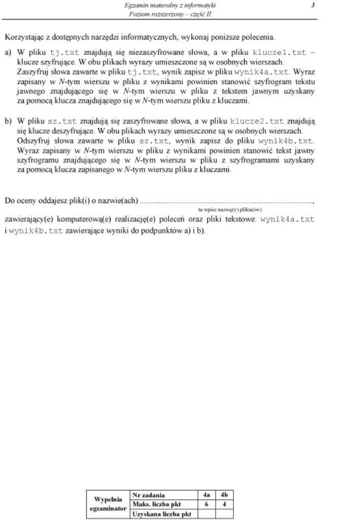 Matura 2012 - informatyka, poziom rozszerzony