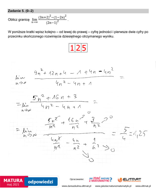 Matura 2021: Matematyka, poziom rozszerzony. Rozwiązania zadań i odpowiedzi od nauczyciela matematyki