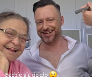 Barwy szczęścia nowy sezon na planie. Maciej Wilk (Adam Szczyszczaj), Lucyna (Grażyna Zielinska)