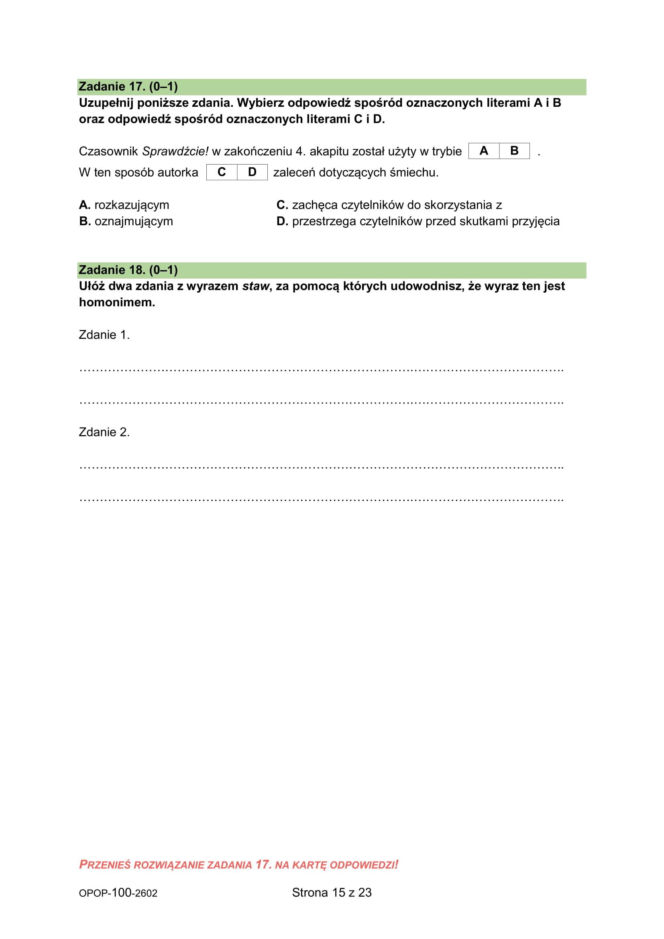 Próbny egzamin ósmoklasisty 2026 CKE: język polski, arkusze CKE, pytania i odpowiedzi