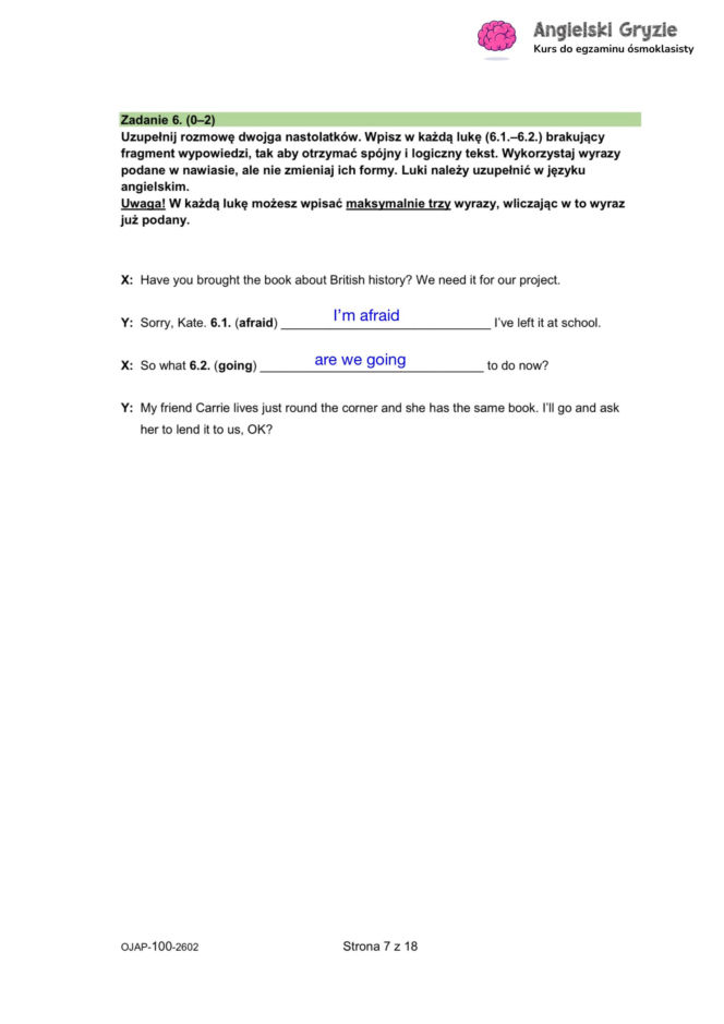 Próbny egzamin ósmoklasisty 2026 angielski - odpowiedzi