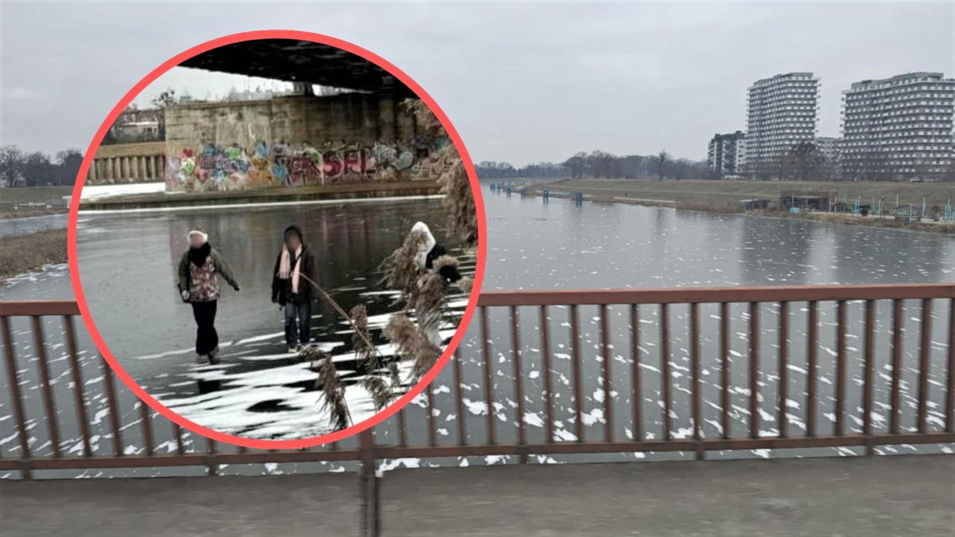 Dzieci weszły na lód na Odrze. Sekundy od tragedii we Wrocławiu