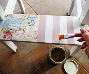 Taboret ze schodkiem IKEA w wersji decoupage