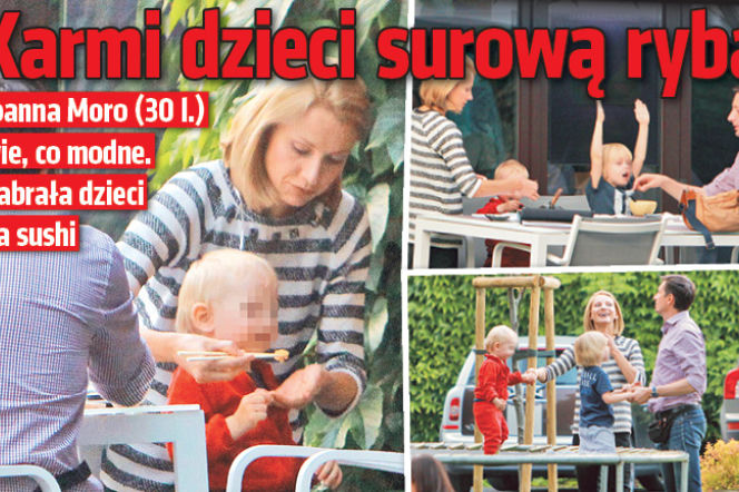 Karmi dzieci surową rybą