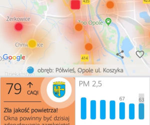 Centrum Opola zdominowały pomarańczowe ostrzeżenia smogowe
