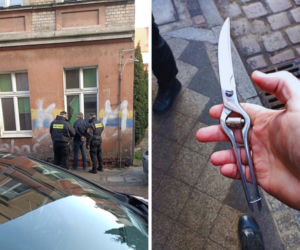 Pijany mężczyzna 40-centymetrowym sekatorem do mięsa. Wpadł w ręce strażników miejskich 