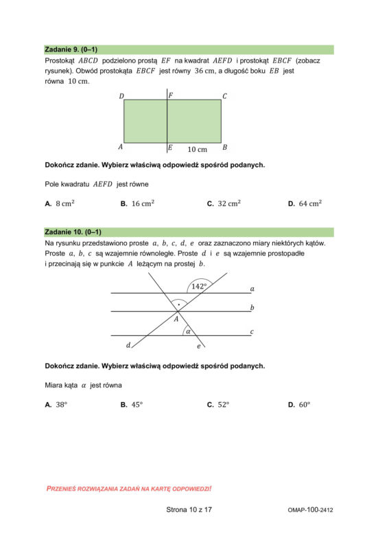Próbny egzamin ósmoklasisty – ARKUSZ ZADAŃ MATEMATYKA