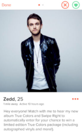 Zedd na Tinder