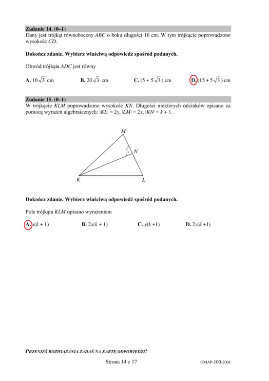 Egzamin ósmoklasisty 2020 - ODPOWIEDZI z matematyki