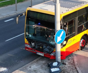 Półtoraroczny chłopiec ranny po wypadku autobusu który uderzył w słup