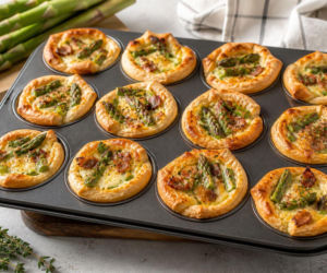 Zamiast pizzy robię z tego mini tarty ze szparagami i boczkiem. Znikają zanim wystygną