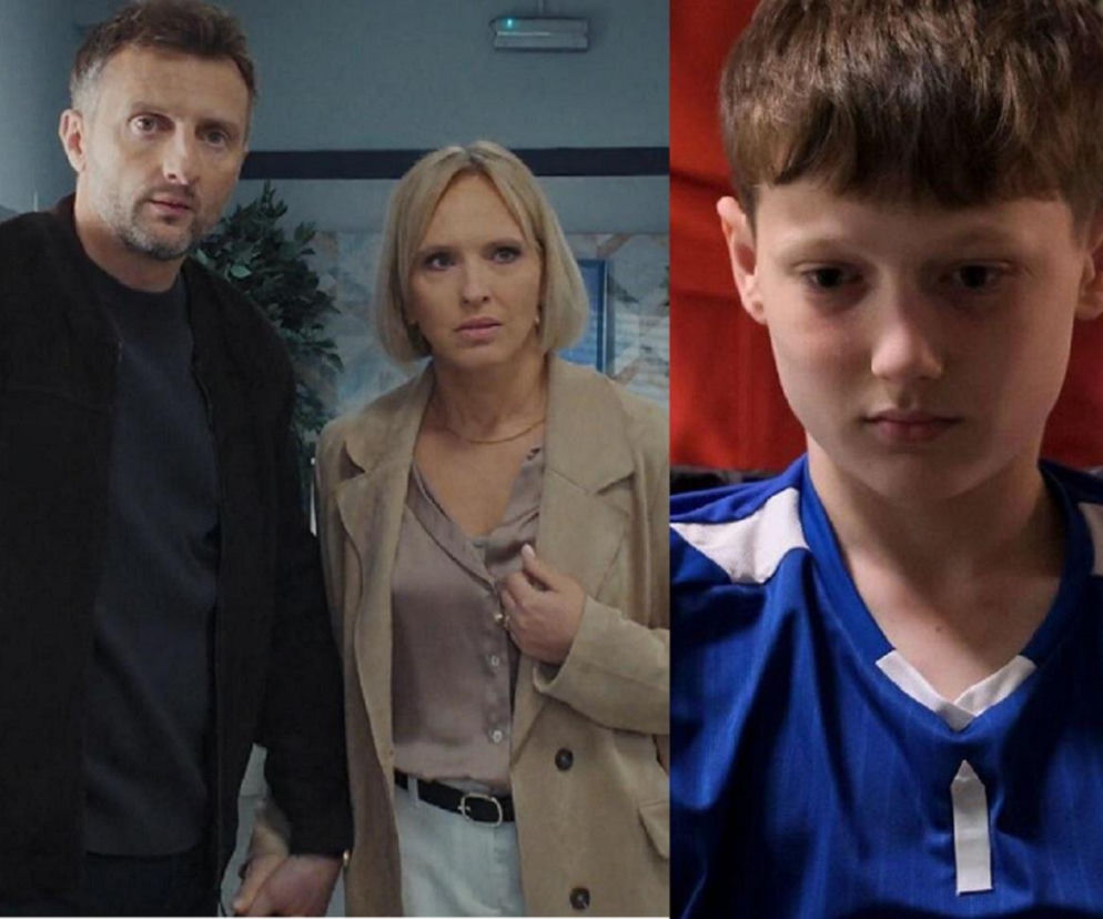 Aktorzy Arkadiusz Smoleński (Bartek), Iwona Rejzner (Dorota) i Jarosław Śmigielski (Franek) z serialu M jak miłość. Bartek i Dorota opiekują się Frankiem, który zostanie zabrany ze szpitala. Więcej o dramatycznych losach chłopca na Super Seriale.