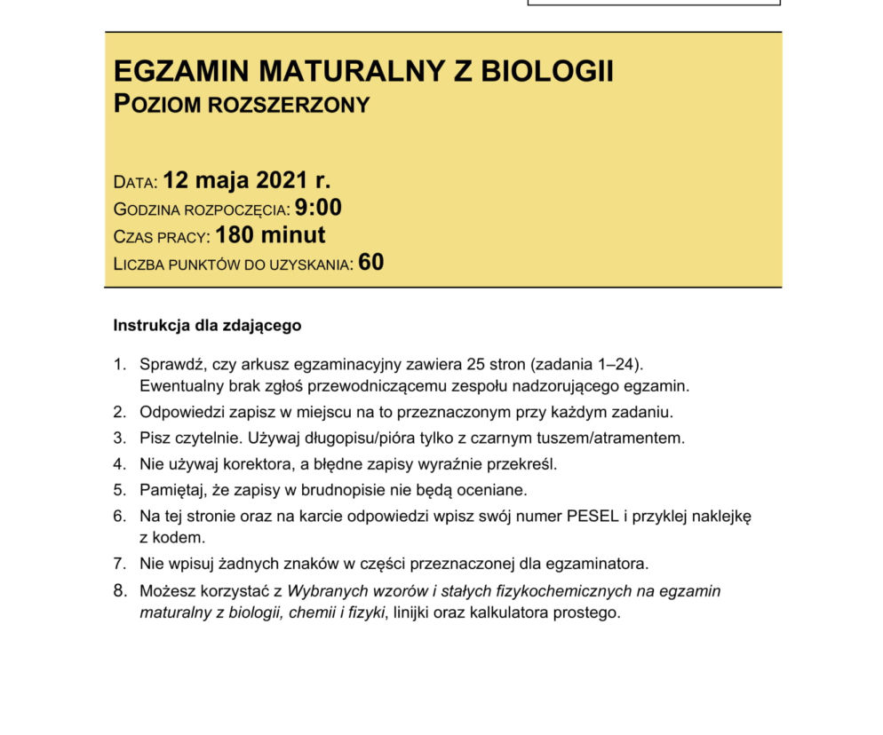 Matura 2021: Biologia. Arkusze CKE z biologii znajdziesz tutaj [Matura 12.05.2021]