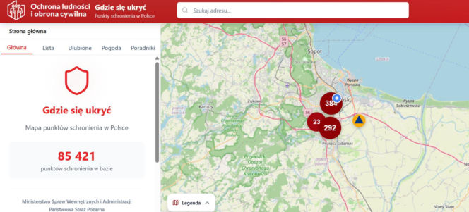 Mapa schronów