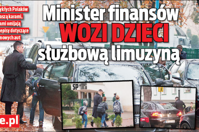 Minister finansów wozi dzieci służbową limuzyną