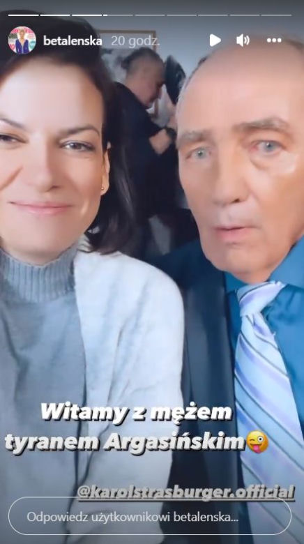 M jak miłość na planie. Alżbeta Lenska (Patrycja), Karol Strasburger (Argasiński) 