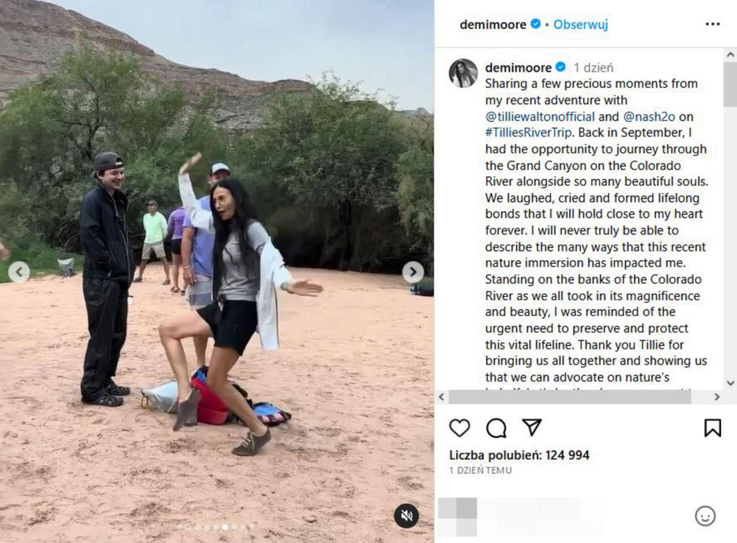 Demi Moore prawie nago pod wodospadem! 61-latka hartuje się na zimę