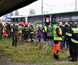  Miejsce zderzenia dwóch autobusów na ul. Gdańskiej w Szczecinie
