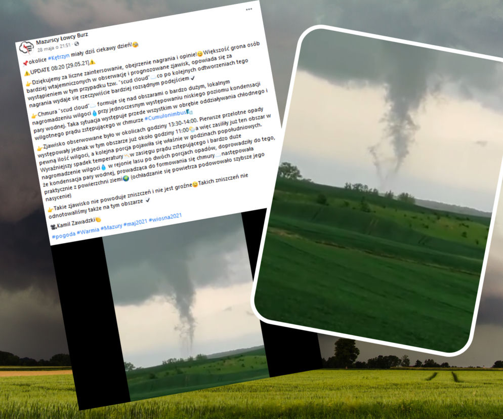 Scud cloud na Mazurach. Chmura dotknęła ziemi! Czym jest to nietypowe zjawisko?