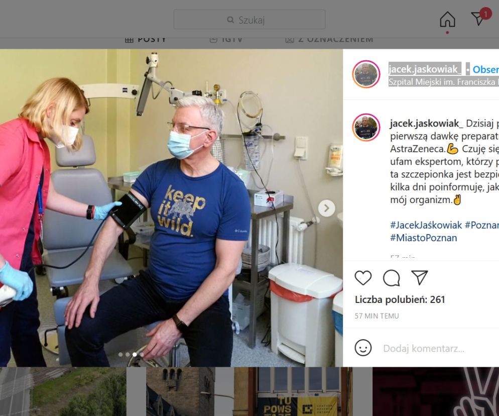 Jacek Jaśkowiak przyjął pierwszą dawkę szczepionki 