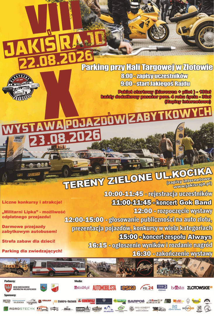 Od 100 do 420 klasyków. Jubileuszowa X Wystawa Pojazdów Zabytkowych w Złotowie już 23 sierpnia
