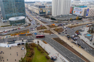 Nowe Centrum Warszawy zimą