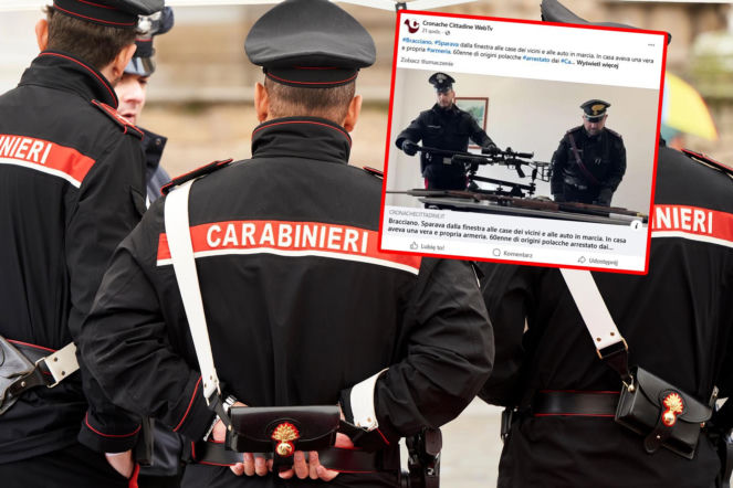 Polak terroryzował Włochów z okna swojego domu! W jego mieszkaniu znaleziono arsenał broni