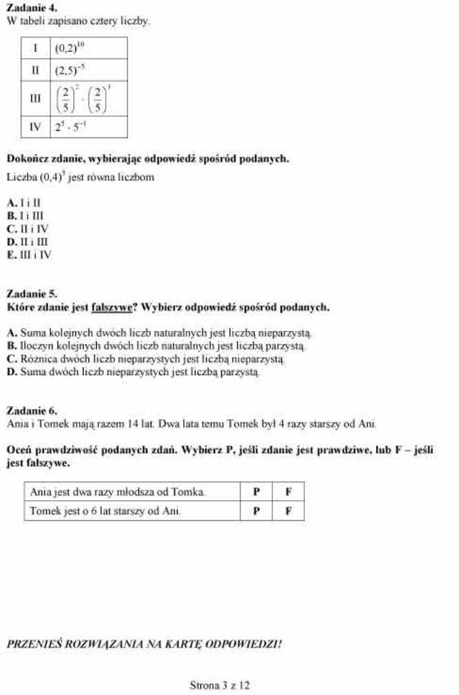 Próbny EGZAMIN GIMNAZJALNY grudzień 2011 - MATEMATYKA: jakie były PYTANIA, ARKUSZE, ODPOWIEDZI, PRZECIEKI
