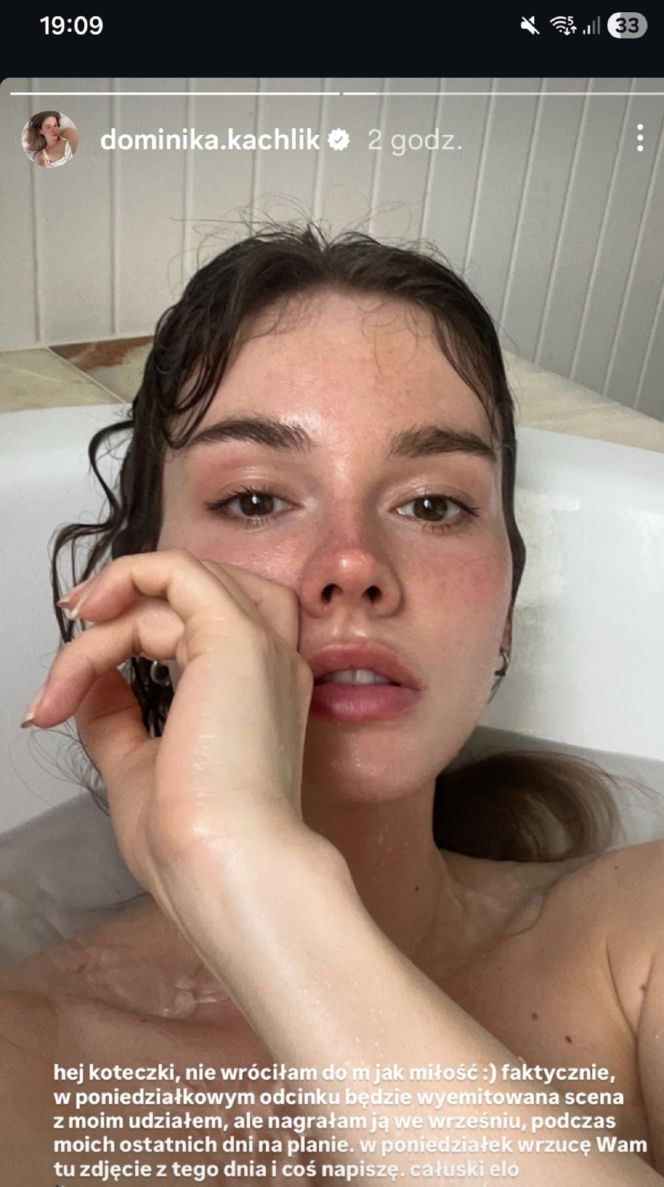 Dominika Kachlik na Instagramie komentuje powrót Franki do "M jak miłość"
