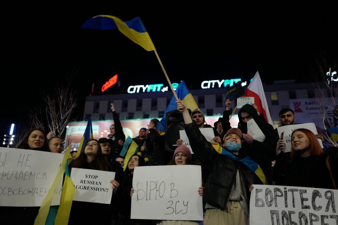 Wojna na Ukrainie. Protest w Katowicach [ZDJĘCIA]