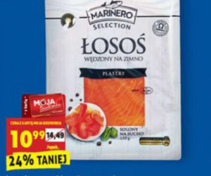 łosoś wędzony plastry 10,99 zł/150 g