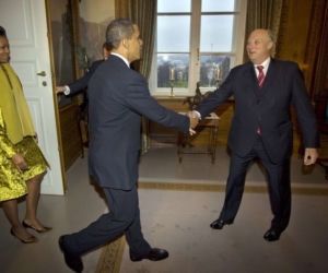 Michelle Obama, Barack Obama i król Norwegii Harald