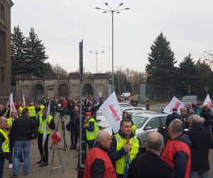 Protest hutników w Krakowie