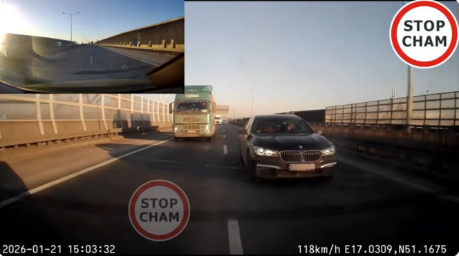 Internauci wściekli na kierowcę BMW z S8 pod Wrocławiem. Jest nagranie