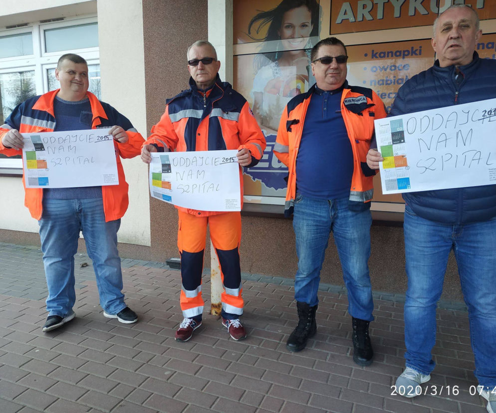 Protest przed szpitalem w Łomzy - NIE dla szpitala zakaźnego