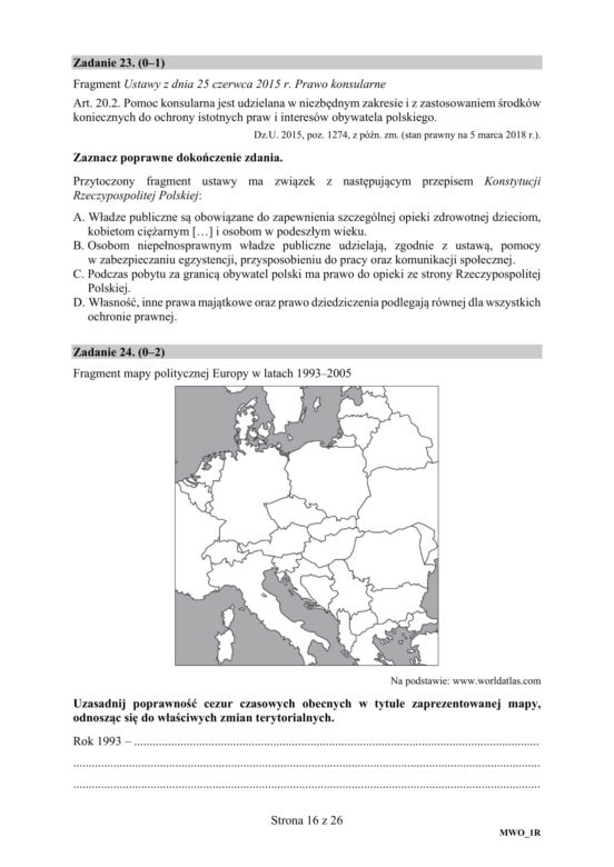 Matura: WOS. Zadania z 2018 ROKU,  akusze CKE