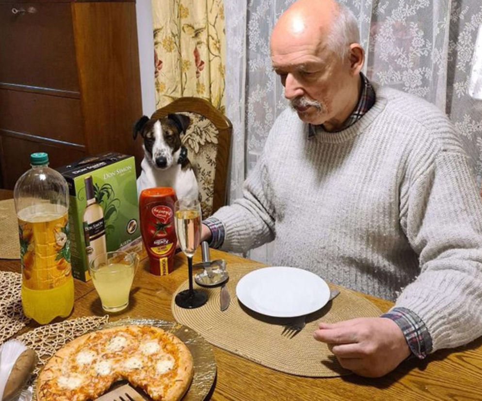 Janusz Korwin-Mikke: pizza, burgery i wino