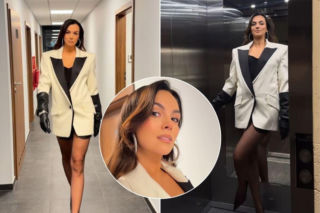 Wielka marynarka, rękawice, a pod spodem... niewiele więcej! Paulina Krupińska odsłoniła nogi do nieba!