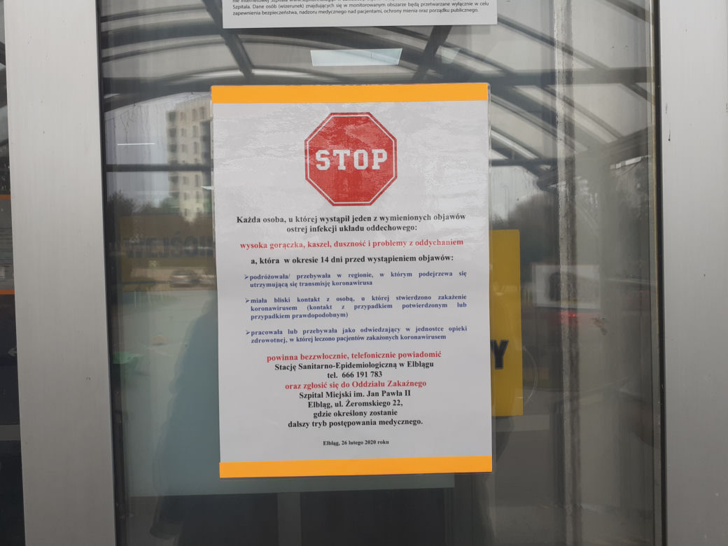 Ostrzeżenia o koronawirusie - szpital