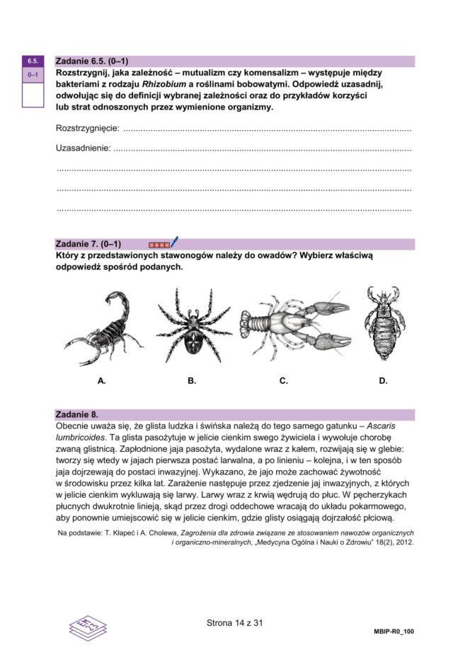 Arkusze matura próbna z biologii 14.01.2026