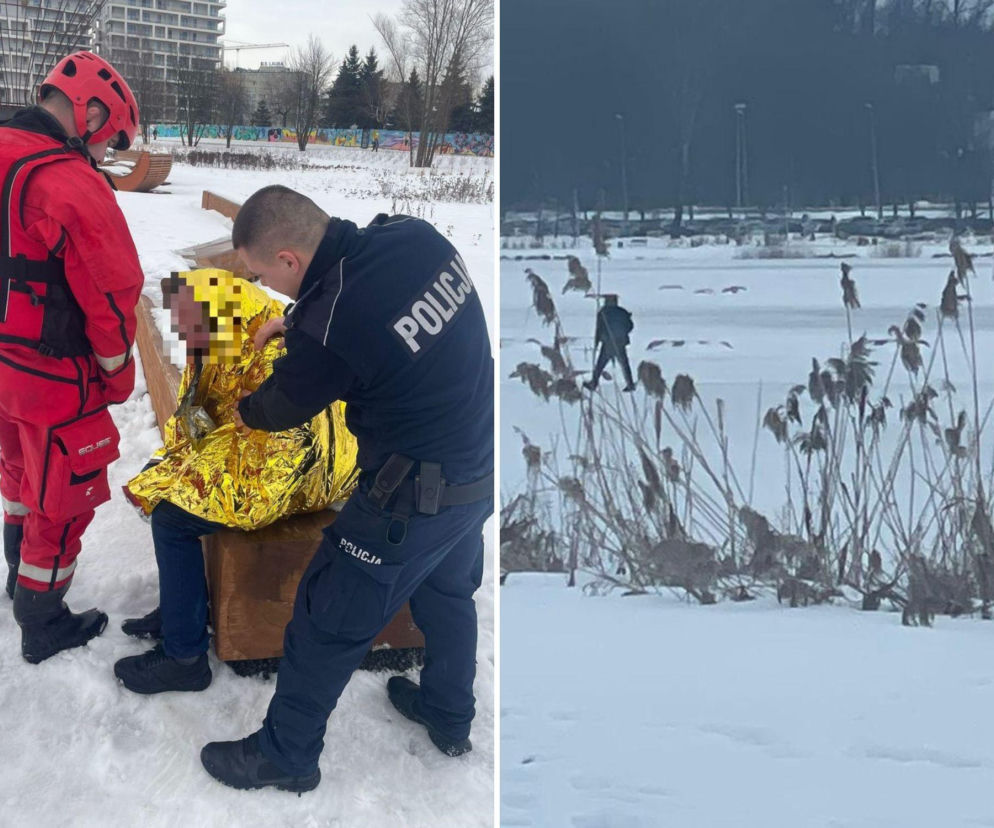 Pijany mężczyzna igrał ze śmiercią. Chodził po zamarzniętym Wisłoku i wymachiwał rękoma 
