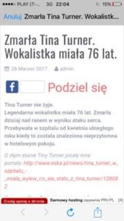 Tina Turner nie żyje - makabryczna plotka w sieci